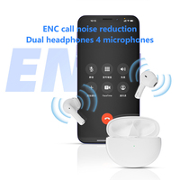 ANC headphone Bluetooth 5.4 nirkabel, headphone Gaming TWS dalam telinga kualitas tinggi pengurang kebisingan aktif