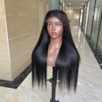 Perruque en cheveux humains vierges vietnamiens de qualité supérieure 12A, 22 pouces, lisse comme un bâton, avec dentelle frontale HD 5x5, sans colle