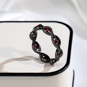Messi Jewelry MSR-1788 9K Gold Round Cut Fashion <b>Ring</b> <b>Black</b> rhodium plating Sapphire Gemstone <b>Ring</b> - Product Image 2