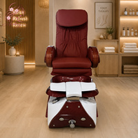 Fauteuil de pédicure électrique de luxe rose avec base en fibre de verre, pompe de drainage, fauteuil de massage pour les pieds pour salon de manucure