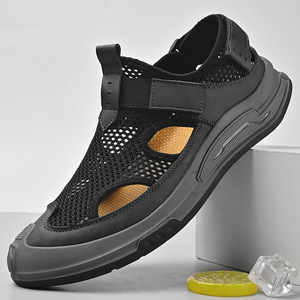 Chaussures d'été 2026 pour hommes en maille respirante, en cuir évidé, à semelle souple antidérapante, à bout fermé, pour l'extérieur et décontractées - Product Image 2