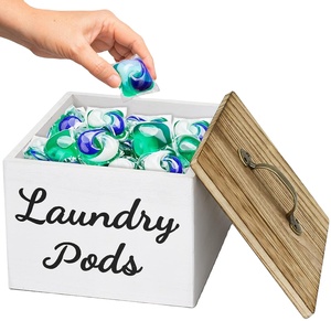 Rustic <strong>Wood</strong> <strong>Laundry</strong> Pods Holder Container with Lid for <strong>Laundry</strong> Room Decor and Accessories White <strong>Laundry</strong> Detergent Pods <strong>Wood</strong> <strong>Box</strong> - Product Image 1