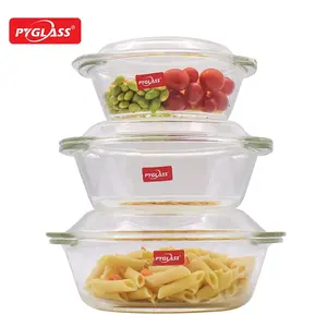 3-Piece Glass Casserole Dish With Covered, Borosilicate Glass Durable Bakeware Set, Glass Bowls Bakeware Dish