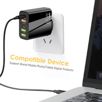 Pengisi Daya 120/65W 5-Port QC2.0 dengan 3 Port USB-A + 2 Port USB-C PD Output 5V 3A 15W Colokan EU/US/UK