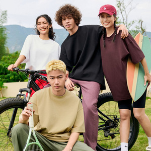 T-shirt Homme Col Court Manches Courtes 240G Ice Joker Couleur Unie Style Simple Quotidien Printemps-Été Coréen Basique - Product Image 1