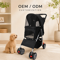 Poussette pliable imperméable pour animaux de compagnie (chats et chiens) – Capacité 20 kg, pliage en un clic, personnalisable OEM/ODM, poussette 4 roues pour chiens