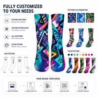 Chaussettes personnalisées imprimées en coton doux, motif OEM, couleur et illustration sur mesure pour équipes scolaires, clubs, promotion, mode, vente au détail, articles de mercerie
