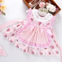 051659เด็กทารกชุดสเปนสำหรับสาวชุดวินเทจสีชมพูดอกไม้ Ruffles ทารกชุดเสื้อผ้าเด็กขายส่ง