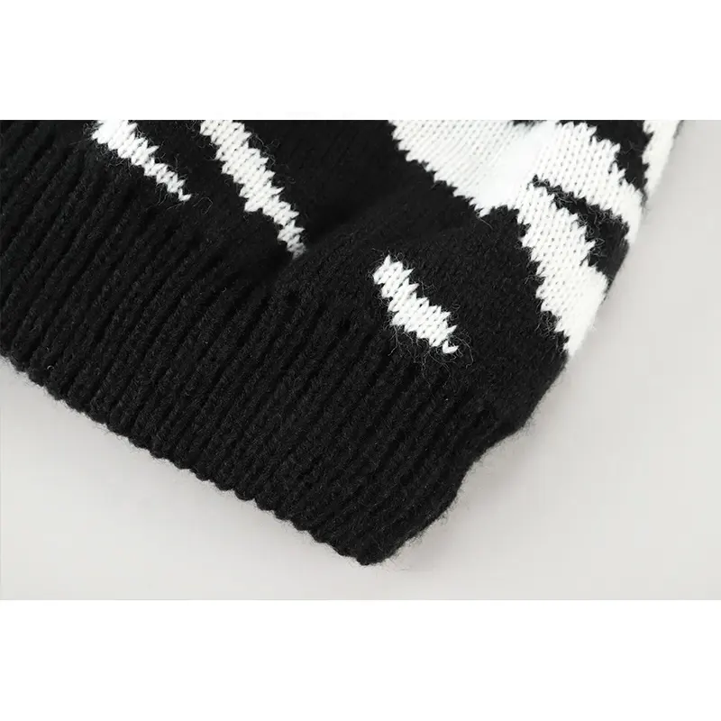 Wholesale Winter Fashion Beanie Hat High Quality Fur Pom Pom Knitting Hat Women