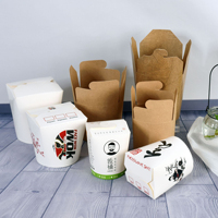 Boîte à pâtes/nouilles en papier kraft jetable, écologique, résistante aux fuites et à la graisse, pour vente en gros