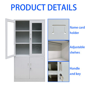 Steel Glass Door Filing <strong>Cabinet</strong> with <strong>Storage</strong> Base Metal Office <strong>Storage</strong> <strong>Cabinet</strong> <strong>Lockable</strong> Adjustable Shelf Document Organization - Product Image 2