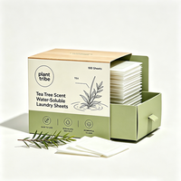 Feuilles de lessive parfumées à l'arbre à thé, portables, nettoyage en profondeur, parfum frais, papier de lessive dissolvable