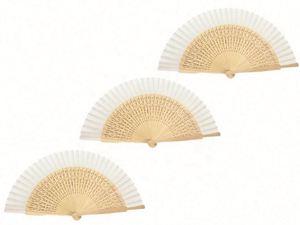 Éventail pliant promotionnel en tissu de 23 cm avec manche en bois ajouré couleur naturelle de 6,2 cm – Idéal pour cadeaux - Product Image 3