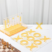 Jeu de Tic Tac Toe et 4 en ligne en acrylique - Jeux de société de stratégie classiques pour la famille, décoration de table basse, jeu familial