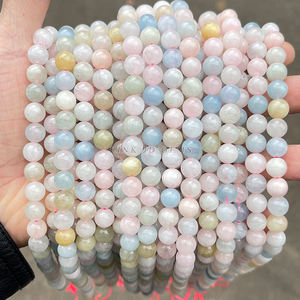 อัญมณี JD ลูกปัดหินมอร์กาไนต์ธรรมชาติทรงกลมหลวมพลัง5A สีสันสดใสสำหรับทำเครื่องประดับด้วยหินจริง - Product Image 6