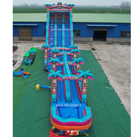 Toboggan aquatique gonflable géant de 27 pieds de haut avec piscine, toboggan aquatique tropical Aloha, toboggan aquatique Tiki, château gonflable, parc aquatique