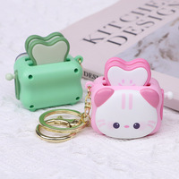 Pendentif grille-pain Smiley, mini chat rose mignon, créatif 3D, anti-stress, cadeau pour enfants, porte-clés sans son