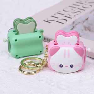 Pendentif grille-pain <span class=keywords><strong>Smiley</strong></span>, <span class=keywords><strong>mini</strong></span> chat rose mignon, créatif 3D, anti-stress, cadeau pour enfants, porte-clés sans son - Product Image 3