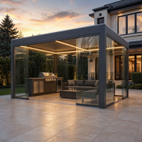 Pergola motorisée en aluminium thermolaqué, design de ventilation réglable écologique pour balcon, patio, utilisation par tous les temps
