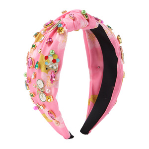 Moda temporada de regreso a la escuela tela impresa diamantes de imitación perla rojo manzana accesorios <span class=keywords><strong>diadema</strong></span> para mujeres - Product Image 2