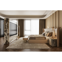 Lit en bois de style nordique de luxe italien, grand et plat, pour chambre principale, avec dossier souple, pour hôtel, école ou chambre à coucher à domicile
