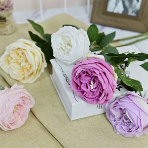 YAYUN A-1124ดอกกุหลาบประดิษฐ์เดวิดออสติน,ดอกกุหลาบทำจากผ้าไหมพร้อมก้าน - Product Image 3