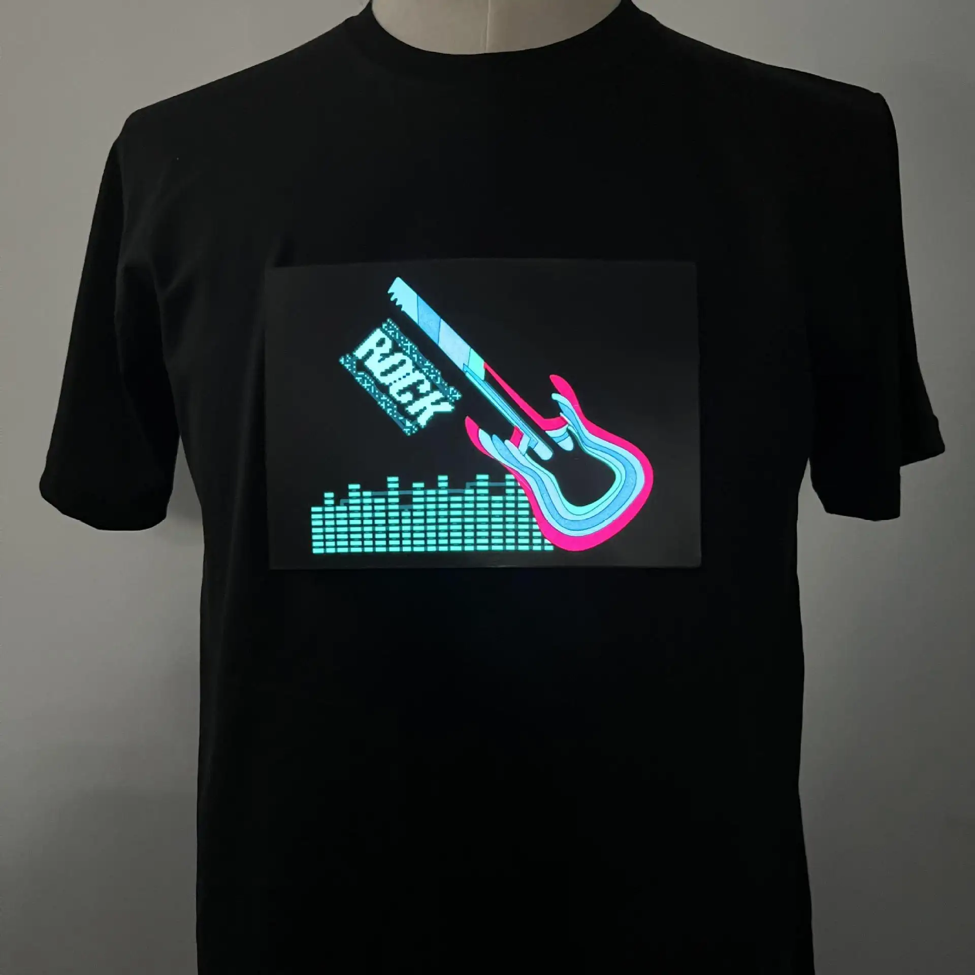 Pesta karnaval kustom cahaya suara Equalizer aktif kaus El Equalizer berkedip musik diaktifkan T-Shirt Led