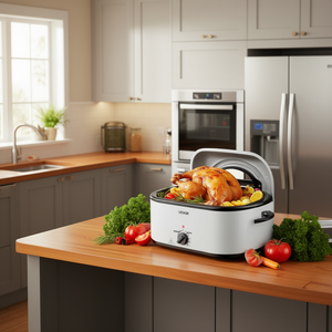 Horno Asador Eléctrico VEVOR de 26 Qt con Tapa Autorecaldable, Asa Fría al Tacto, Asador de Pavo de Cocción Rápida - Product Image 2