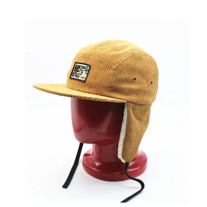 אלפקה וקורדרוי חומר snapback כובע חם earflap חורף כובע
