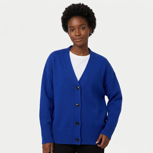 Women's Winter Vintage Knitted V-neck Cardigan with Button Embroidery 100% Acrylic <b>Preppy</b> Style Breathable & Quick Dry - Product Image 1