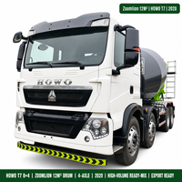 Camion malaxeur à béton Zoomlion 12m3 d'occasion 2020 HOWO T7 8x4, Camion malaxeur à béton HOWO 12m3 d'occasion avec tambour Zoomlion, exportation Chine
