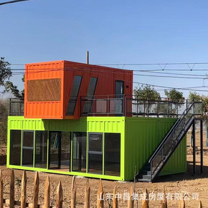 Casa Contenedor de Dos Pisos, Diseño Industrial Rectangular para Uso Comercial - Product Image 1