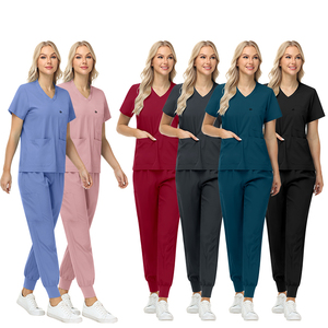 2025 New Touchhealthy Medical Scrub Uniforms Set Comfortable Spandex Wholesale Hospital <b>Tops</b> Pants V-Neck Jogger - Product Image 2