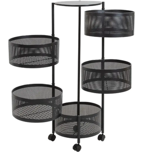 Estante giratorio de cocina cuadrado redondo de 5 capas, cesta giratoria, estante de almacenamiento de frutas y verduras, estante de almacenamiento de cocina plegable para suelo - Product Image 1