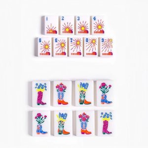 Juego de Mahjong Americano de 166 Fichas, Diseño Texano con Vaqueros, Cactus, Armadillo y Serpiente Cascabel, Mah Jongg OEM - Product Image 3
