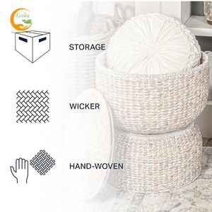 Paniers de rangement durables en rotin de jacinthe d'eau, couleur et taille personnalisées, style antique minimaliste, du Vietnam - Product Image 5