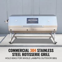 Grill de rôtissage motorisé professionnel en acier inoxydable pour animaux entiers (porc, chèvre, poulet) avec roues pivotantes