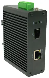 Port tunggal 1000M SFP Transceiver Gigabit DIN rel serat konverter Media
