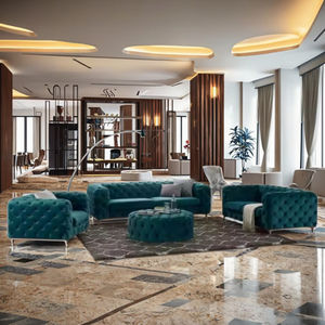 أرائك بالجملة من مصنع الصين بمقعدين إلى ثلاثة مقاعد، أريكة فاخرة لغرفة المعيشة، طقم أريكة من المخمل الأخضر، أثاث للمنزل - Product Image 3