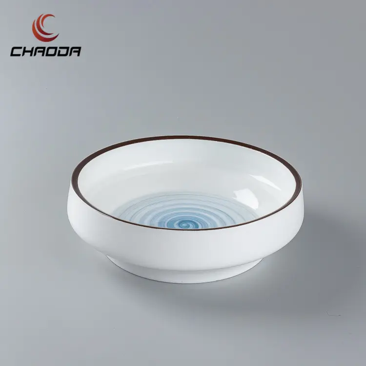 CHAODA Hot Sells Wholesale Price Elegant Design Under-Glazed Porcelain Bowl With Blue Pattern Ceramic Rice Soup Serving Bowl