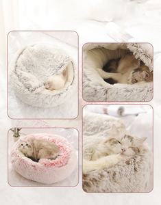 Cama de felpa para perro, nido cálido redondo de cristal de lujo para gato, cueva para mascotas - Product Image 2