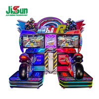 Simulateur de course de moto à double moteur JiSun Speed Rush, machine de jeu d'arcade en métal, version anglaise, 1 joueur, pour divertissement d'arcade