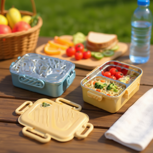 Contenitore per Pranzo in Acciaio Inox con 2 Scomparti, Coperchio Staccabile, Materiale per Alimenti, Rettangolare a Singolo Livello - Product Image 2