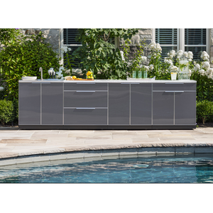 Vermonhouzz Nouveau Design Pod <span class=keywords><strong>de</strong></span> <span class=keywords><strong>Cuisine</strong></span> Extérieure en Acier Inoxydable 304 <span class=keywords><strong>avec</strong></span> Volets Roulants, Zéro Formaldéhyde, pour Barbecue - Product Image 4