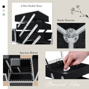 3 Trays <b>Makeup</b> Train <b>Case</b> with Mirror Cosmetic Organizer Box Nail Polish CasesTravel <b>Makeup</b> Box with Brush Holder Storage - Product Image 4
