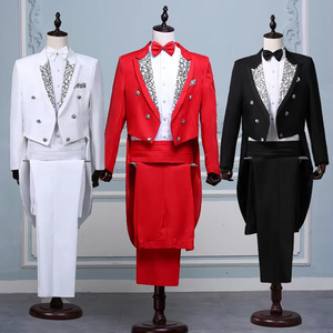Nouveau modèle 2026 lb Tailcoat, <span class=keywords><strong>Costume</strong></span> pour <span class=keywords><strong>homme</strong></span> de <span class=keywords><strong>style</strong></span> classique moderne blanc et noir, <span class=keywords><strong>style</strong></span> basique, avec veste de scène pour chanteur et magicien - Product Image 1