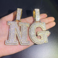 Pendentif Moissanite personnalisé Pendentif Hip Hop en argent Lettre A-Z Nom Collier Pendentif Glacé VVS Moissanite D Argent 925