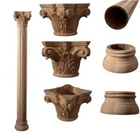Capitales de piliers romains en bois massif non fini sculptées à la main, appliques décoratives florales, design européen, pour salle à manger, hôtel, maison, meubles