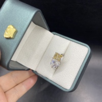 Cincin Moissanite 3 Karat Radiant Light Champagne & 2 Karat Pear Cut D-Color VVS1 Custom Pabrik, Perak Sterling 925, Cincin Pernikahan