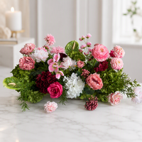 Camino de Mesa de Flores Artificiales Blancas y Verdes Personalizado para Decoración de Pasillos y Mesas de Boda